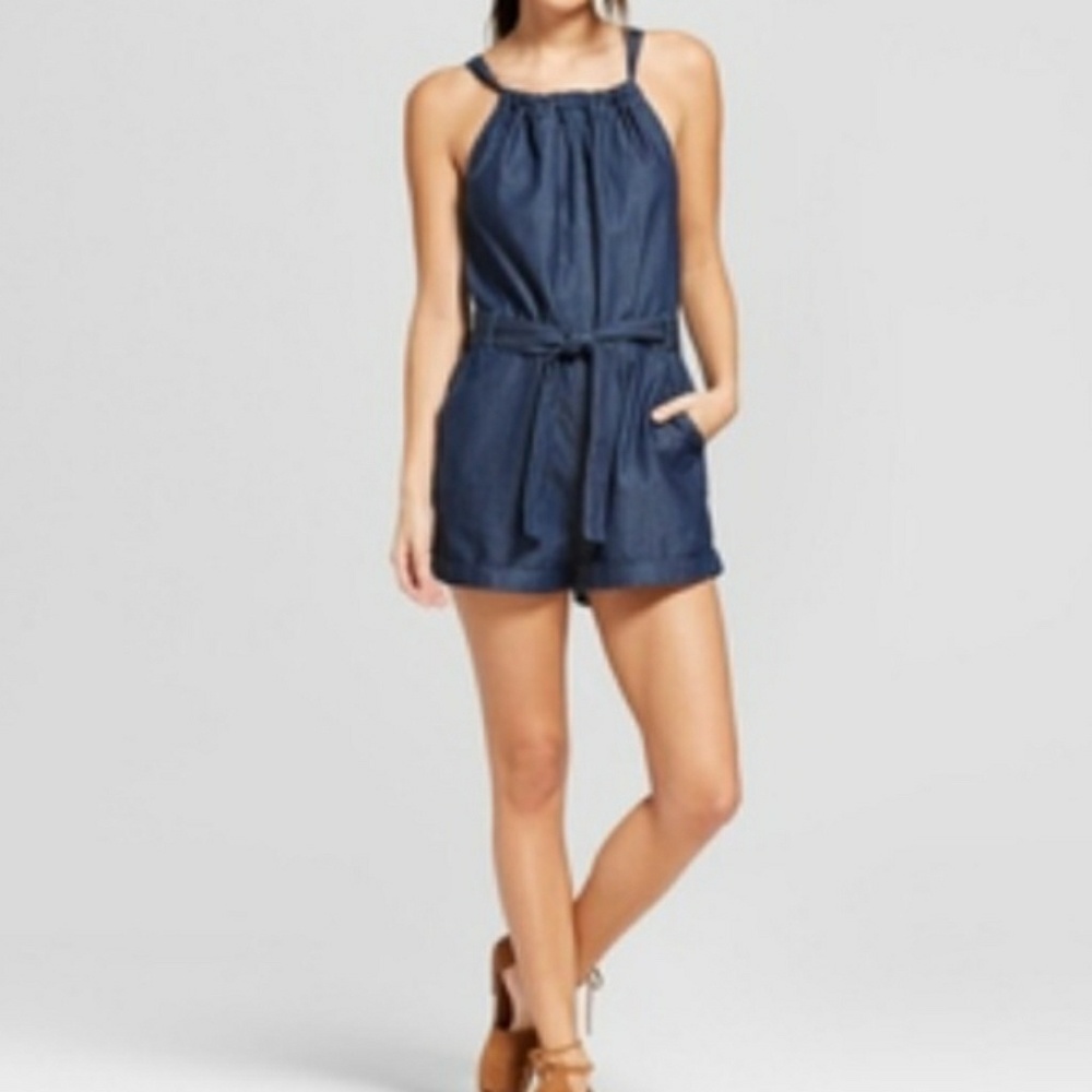 🆕⭐Plus size Denim chambray shorts romper - Picture 3 of 7